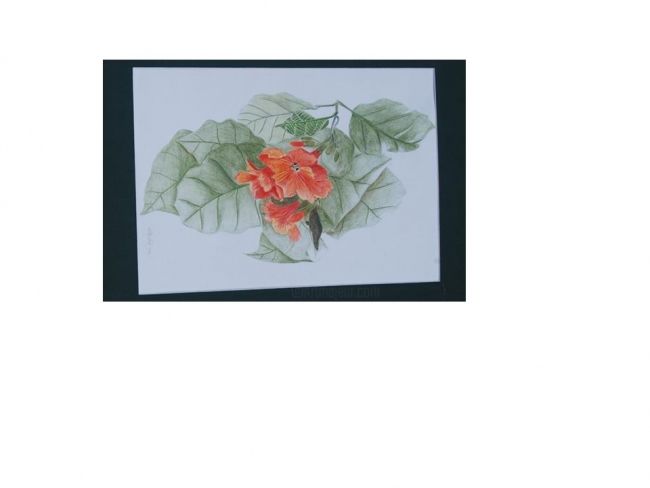 Pintura titulada "orange_fleurs.jpg" por Anita Menon, Obra de arte original