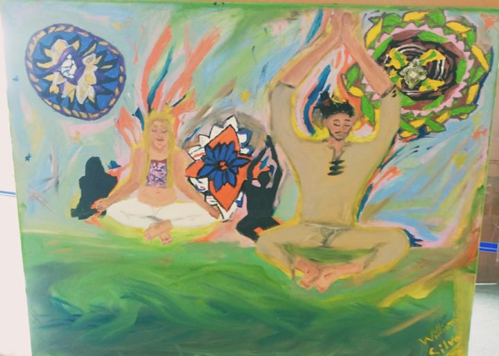 Pintura titulada "Meditação em busca…" por William Silva De Carvalho, Obra de arte original, Oleo