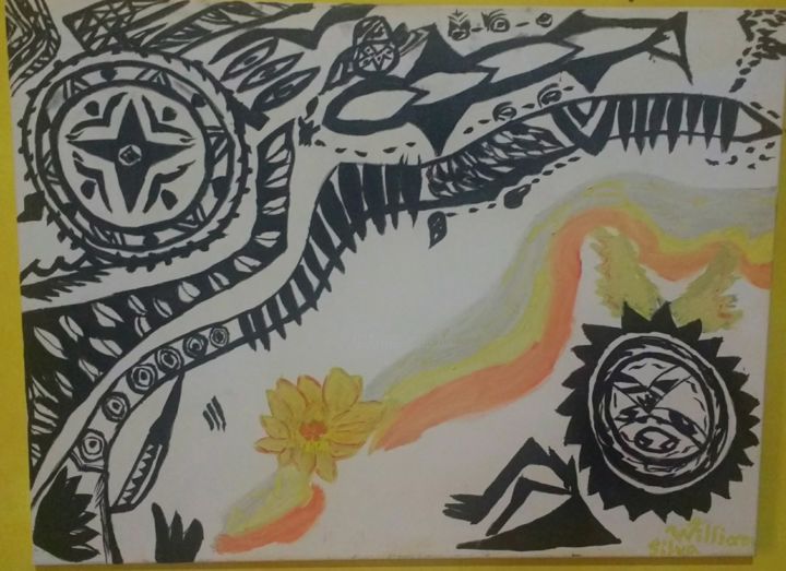 Pintura intitulada "Arte indígena Maori…" por William Silva De Carvalho, Obras de arte originais, Óleo
