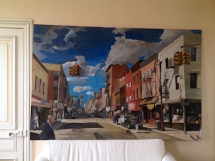 Painting titled "los angeles street" by Artiste Peintre, Original Artwork, Acrylic