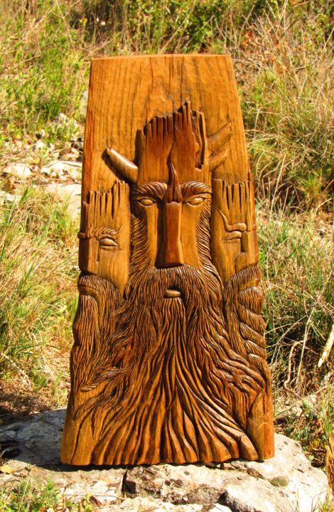 Scultura intitolato "ESPRITS DE LA FORET" da Joe Amarok, Opera d'arte originale, Legno