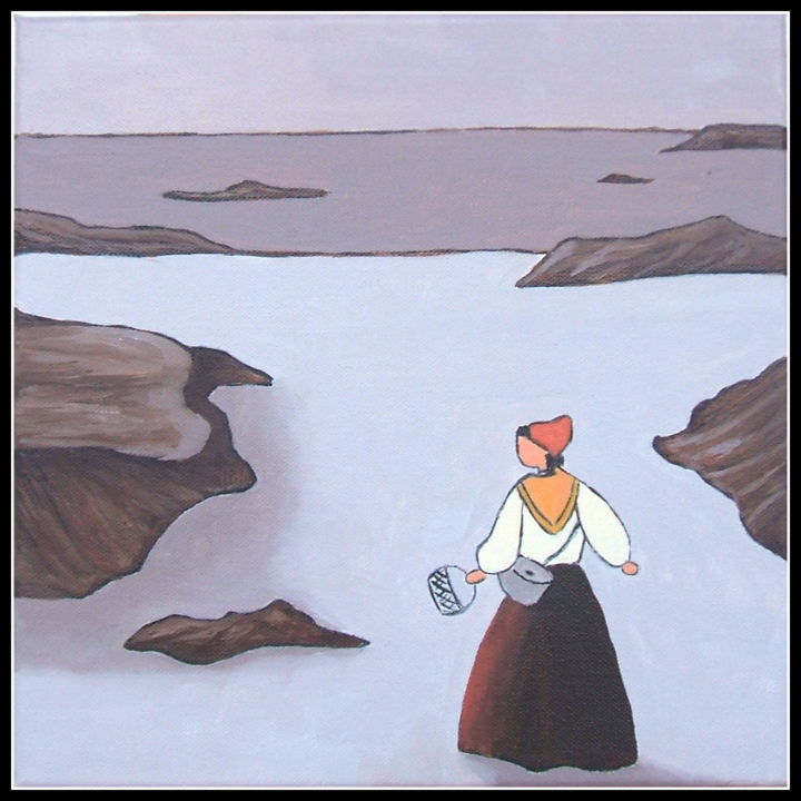 Peinture intitulée "Départ pour la pêche" par Jacques Yvernogeau, Œuvre d'art originale, Huile