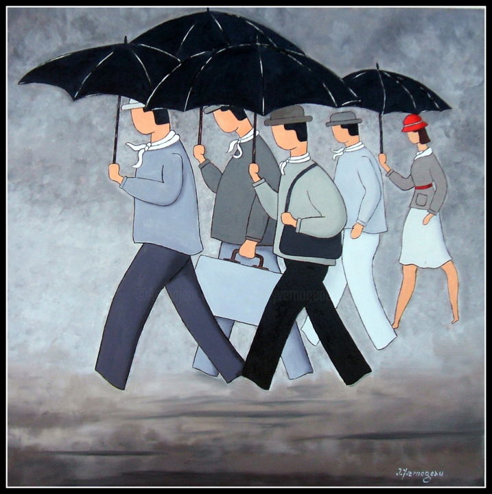 Peinture intitulée "Temps gris" par Jacques Yvernogeau, Œuvre d'art originale, Huile