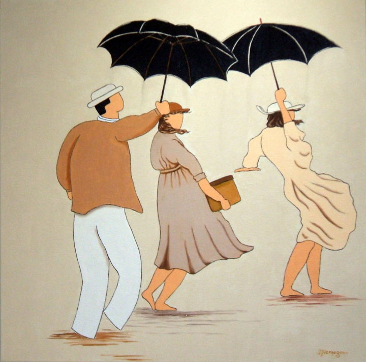 Pintura intitulada "Pique-nique 1" por Jacques Yvernogeau, Obras de arte originais, Óleo