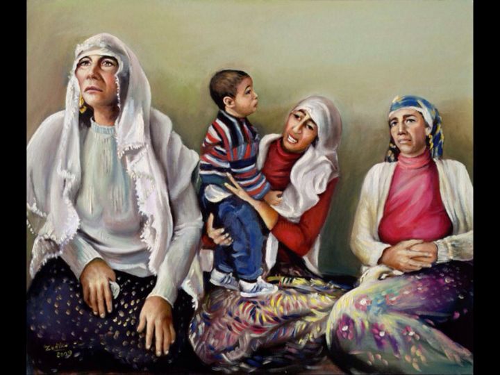 Peinture intitulée "Femmes éplorées" par Zadik, Œuvre d'art originale