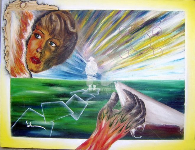 Pintura titulada "finir sans fin" por Salem Bourega, Obra de arte original