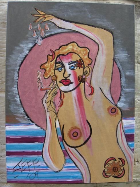 Painting titled "Moonlight Lady" by Jeff Zarb Artiste Chic, Original Artwork, Oil