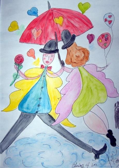Peinture intitulée "Showers of Love & S…" par Jeff Zarb Artiste Chic, Œuvre d'art originale, Huile