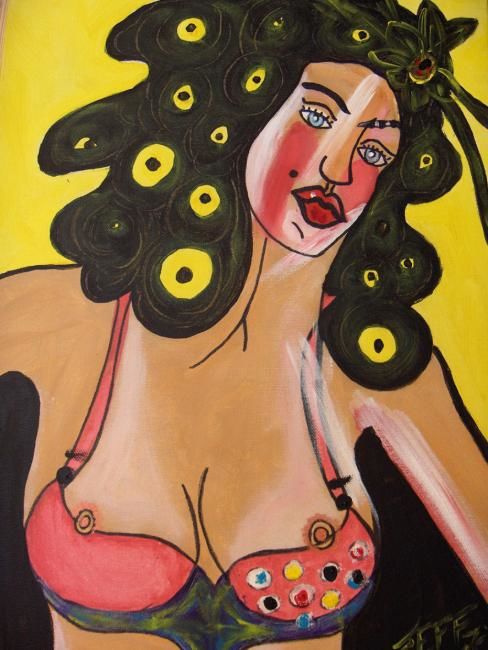 Painting titled "'Madame Soleil'" by Jeff Zarb Artiste Chic, Original Artwork, Oil