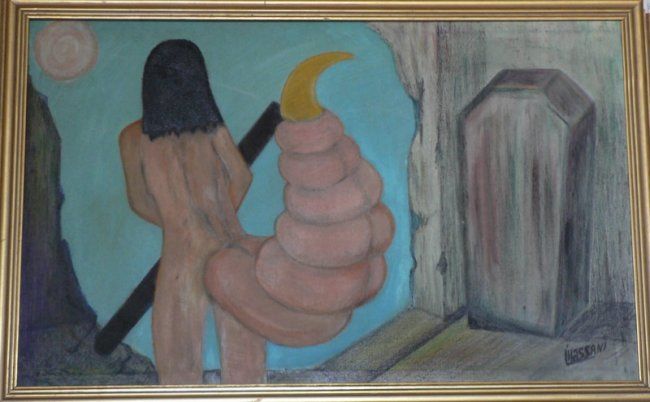 Painting titled "l'home scorpion" by Artistemarocain, Original Artwork