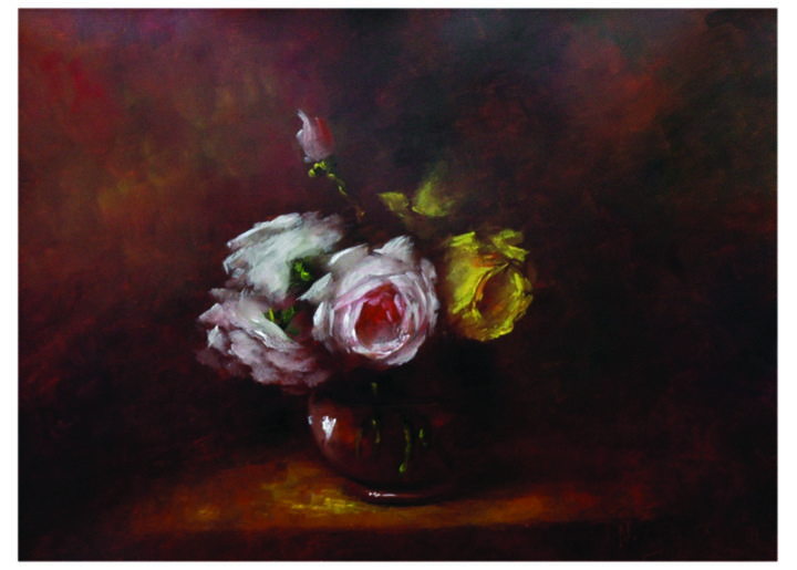 Pintura titulada "les-roses" por Nejib Zneidi, Obra de arte original, Oleo