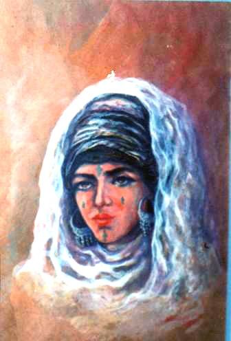 Peinture intitulée "portrais de femme d…" par Nouredinebouzidiart, Œuvre d'art originale