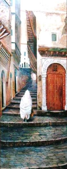 Peinture intitulée "casbah algeroise(ru…" par Nouredinebouzidiart, Œuvre d'art originale