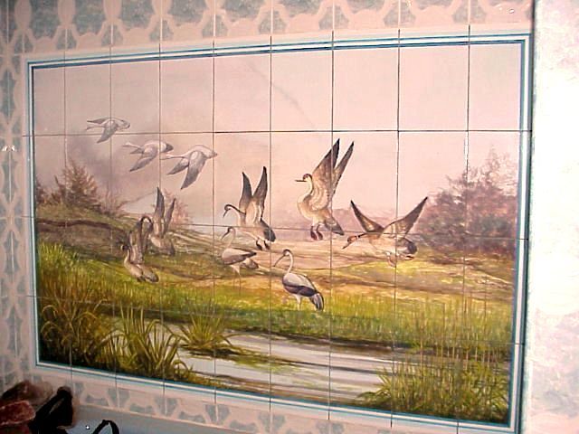 Peinture intitulée "vole de canards sau…" par Nouredinebouzidiart, Œuvre d'art originale
