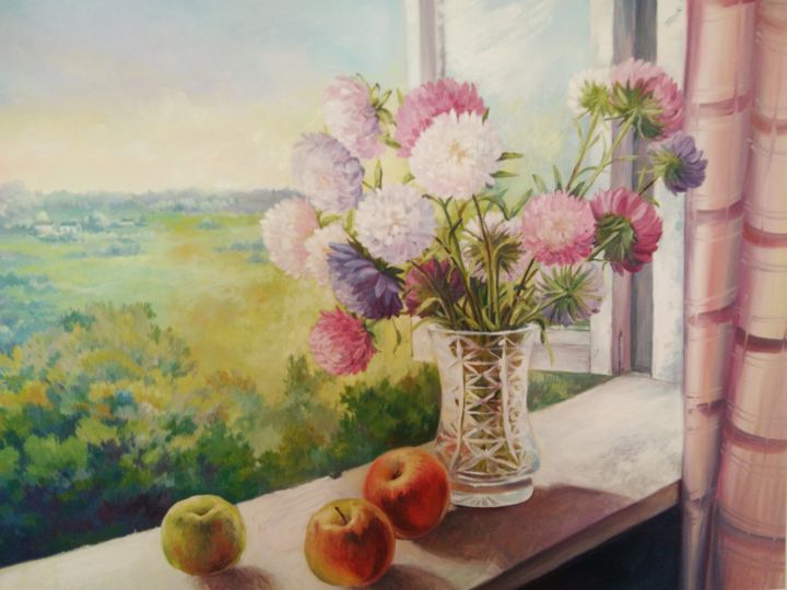 Painting titled "The end of summer" by Galina Ivanova, Original Artwork, Oil