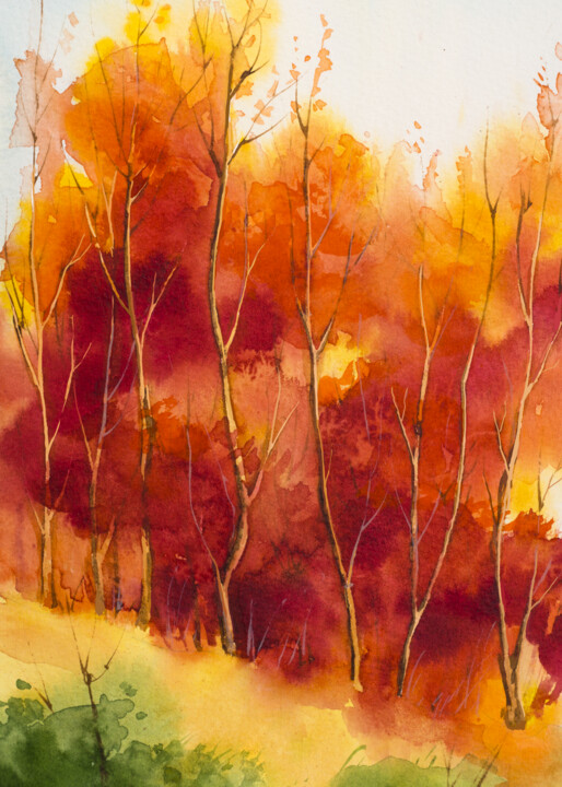 Digital Arts titled "Maple Tree Carnelia…" by Artistic Paradigms, Original Artwork, Watercolor