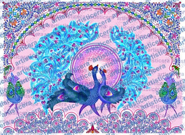Arts numériques intitulée "WT1 peacock  48 x 3…" par Patel, Œuvre d'art originale, Peinture numérique