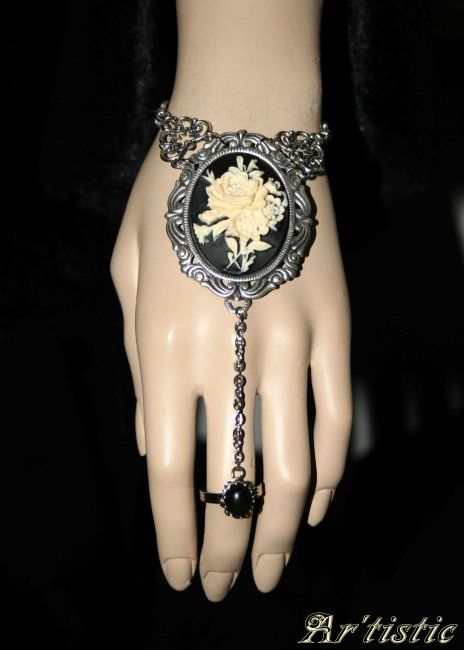 Artisanat intitulée "Bracelet Bague (cam…" par Ar'Tistic, Œuvre d'art originale, Bijoux