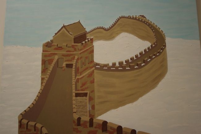 Painting titled "Great Wall of China…" by Artisticpurple, Original Artwork, Oil