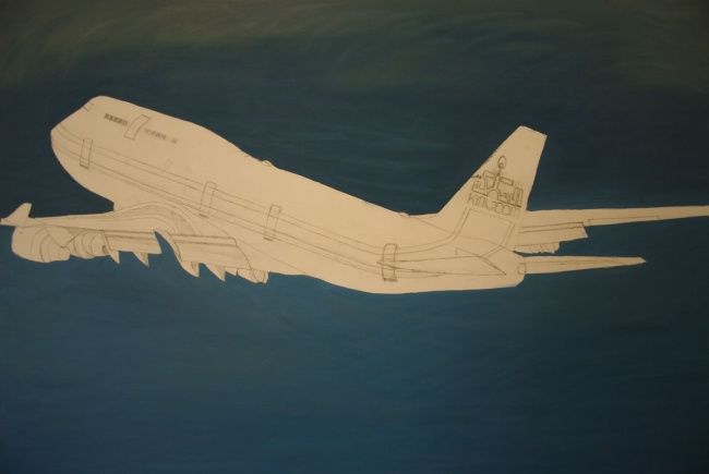 Painting titled "Kingdom Airline 747…" by Artisticpurple, Original Artwork, Oil