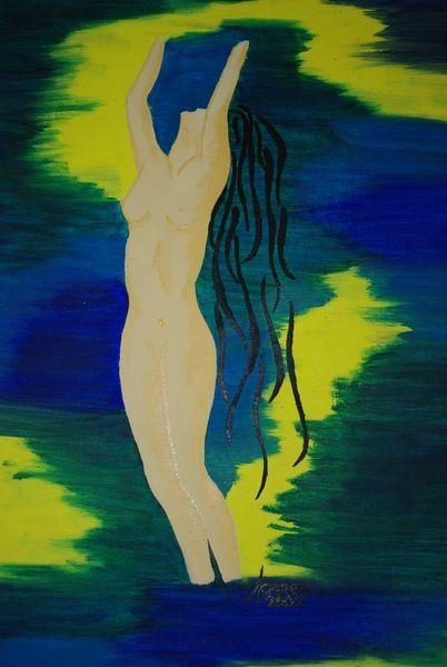 Painting titled "Water Nymph" by Artisticpurple, Original Artwork, Other