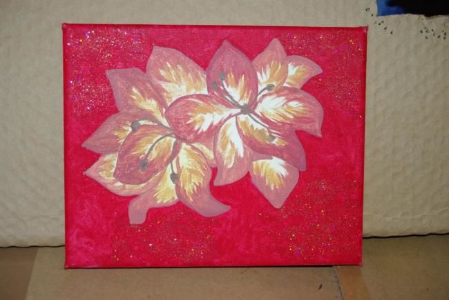 Painting titled "Orchids in bloom (r…" by Artisticpurple, Original Artwork, Oil