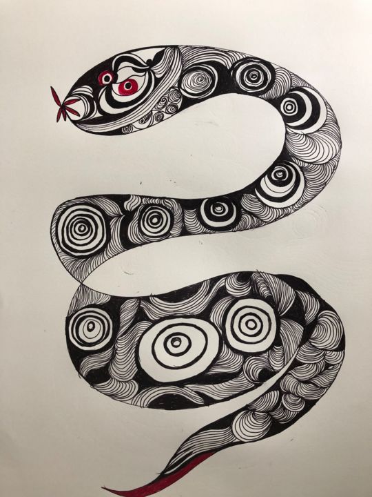 Drawing titled "Snake" by Anna Kruger, Original Art,
