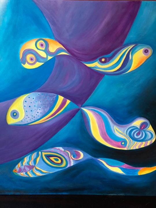 Painting titled "Symbiosis of parall…" by Anna Kruger, Original Artwork, Oil