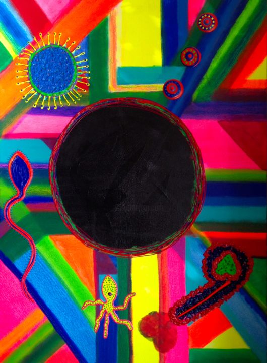 Картина под названием "Big Bang" - Nine, Подлинное произведение искусства, Акрил