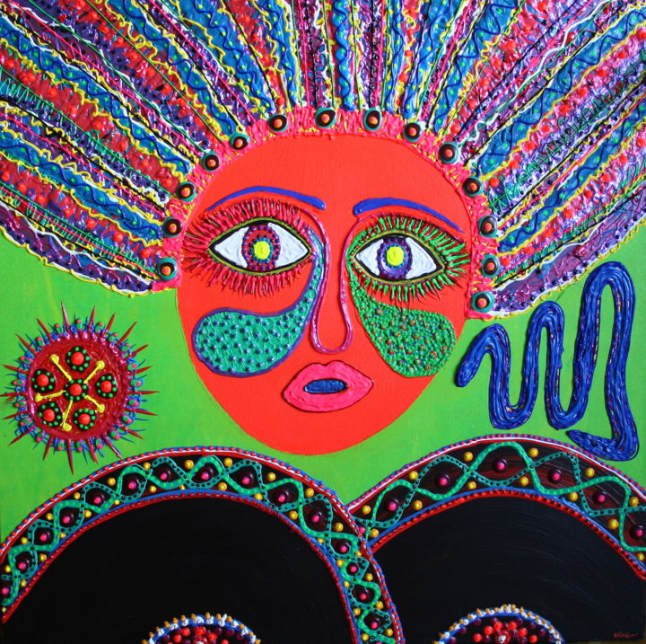 Картина под названием "Mama Brésilienne" - Nine, Подлинное произведение искусства, Акрил