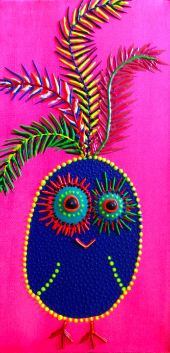 Painting titled "Pink Pioupiou" by Nine, Original Artwork