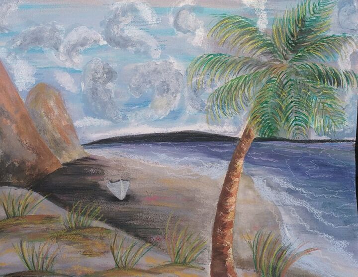 Painting titled "Island" by Artistry By Ajanta, Original Artwork, Watercolor