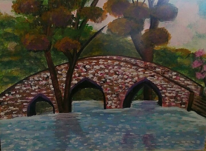 Painting titled "A Canal" by Artistry By Ajanta, Original Artwork, Watercolor
