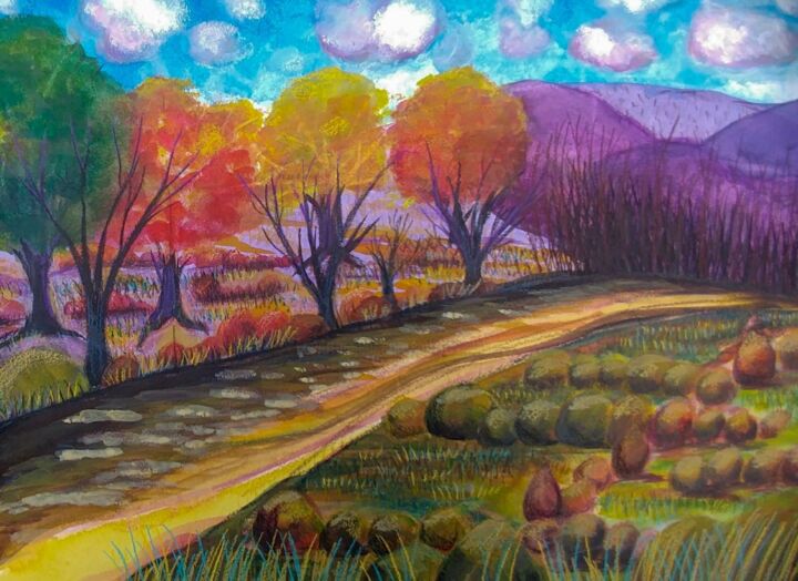 Peinture intitulée "Autumn’s Changes" par Artistry By Ajanta, Œuvre d'art originale, Aquarelle