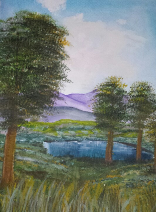 Pintura titulada "Landscape 3" por Artistry By Ajanta, Obra de arte original