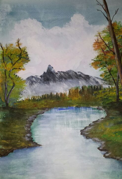 Painting titled "Landscape 4" by Artistry By Ajanta, Original Artwork