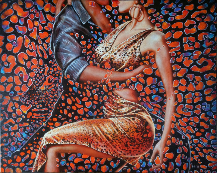 Painting titled "Leopard tango." by Sergey And  Vera, Original Artwork, Acrylic