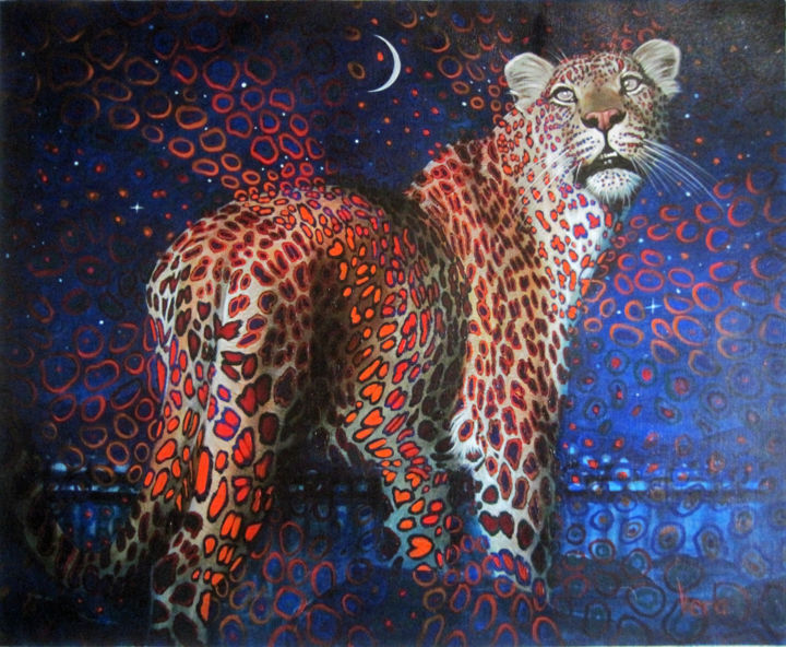 Painting titled "New moon" by Sergey And  Vera, Original Artwork, Oil