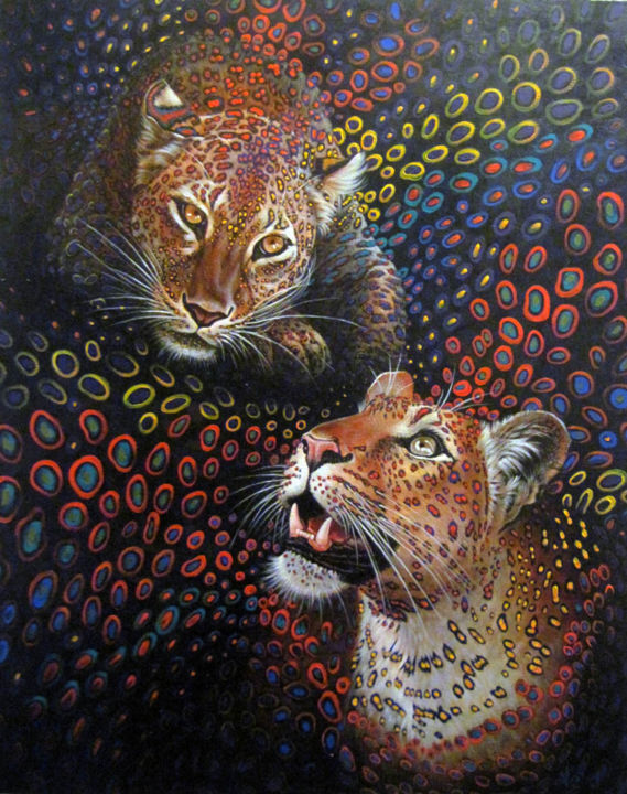 Painting titled "A meeting" by Sergey And  Vera, Original Artwork, Oil