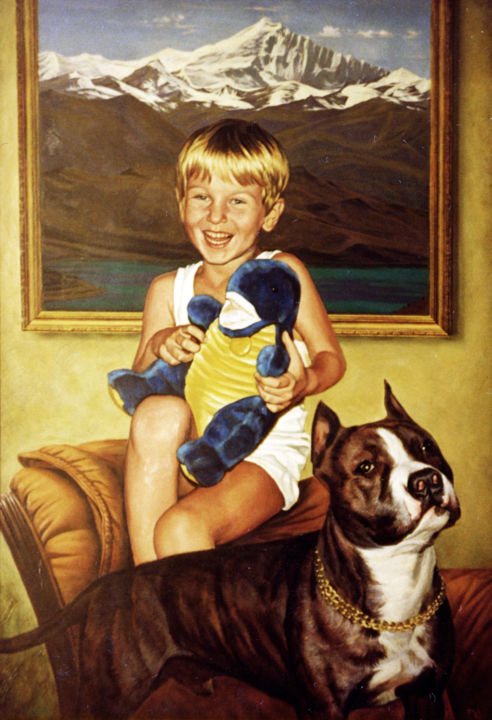 Painting titled "Child portrait" by Sergey And  Vera, Original Artwork, Oil