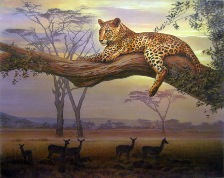 Painting titled "On a branch" by Sergey And  Vera, Original Artwork, Oil