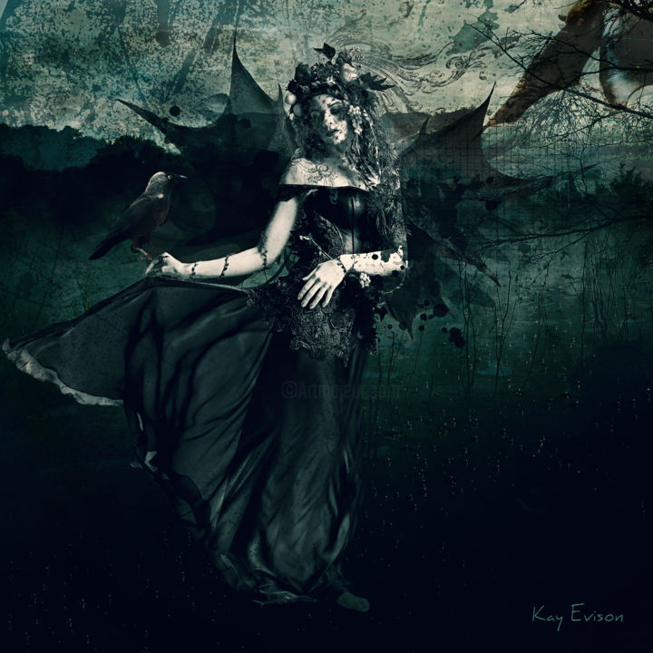 Arte digitale intitolato "Angel of Darkness" da Kay Evison, Opera d'arte originale, Fotomontaggio