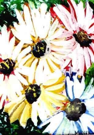 Peinture intitulée "Mixed Daisies" par Newman Mindy, Œuvre d'art originale, Huile