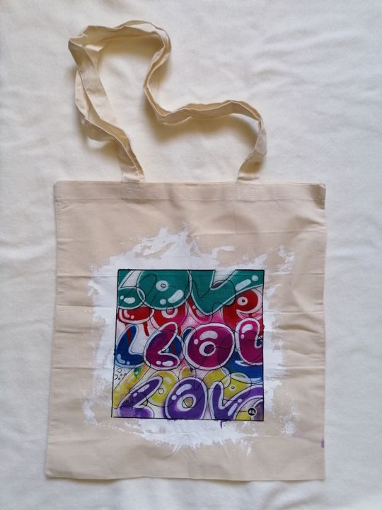 Sztuka tkaniny zatytułowany „Sac #10 en coton -…” autorstwa Grazy B, Oryginalna praca, Tkanina