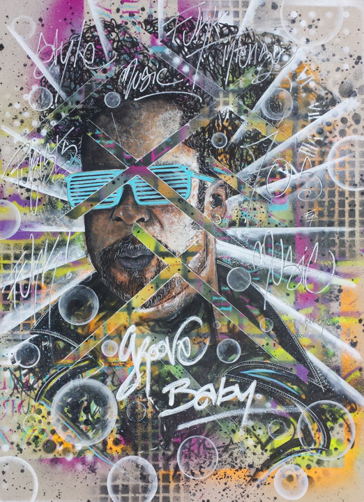 Peinture intitulée "Groove Baby" par Grazy B, Œuvre d'art originale, Bombe aérosol