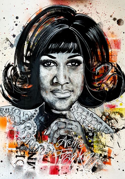 Painting titled "Aretha" by Grazy B, Original Artwork, Spray paint