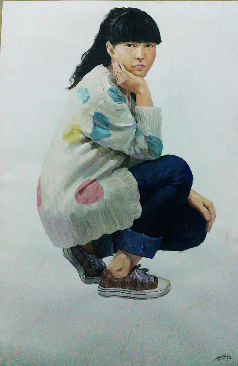 Malarstwo zatytułowany „practice” autorstwa Tao Jia, Oryginalna praca, Olej