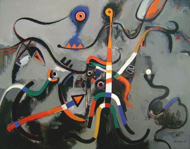 Painting titled "Struggle for Existe…" by Kamsar, Original Artwork