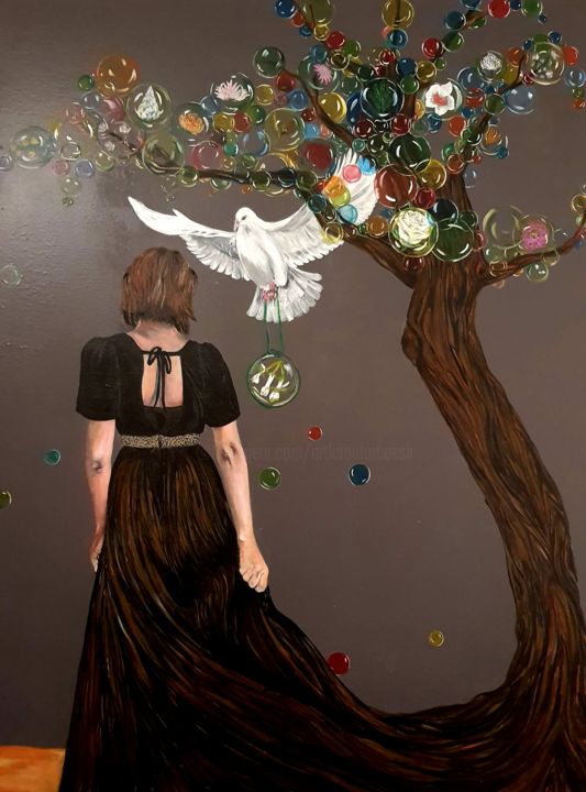 Peinture intitulée "Love begets peace" par Kawtarita, Œuvre d'art originale, Acrylique
