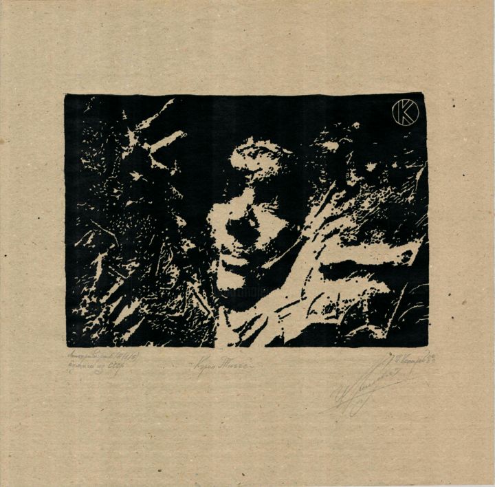 Estampas & grabados titulada "Carol Tiggs" por Ivan Kelarev, Obra de arte original, Linograbados